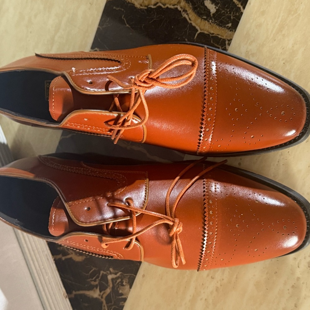 Elegant Orange Leather Men's Dress Shoes